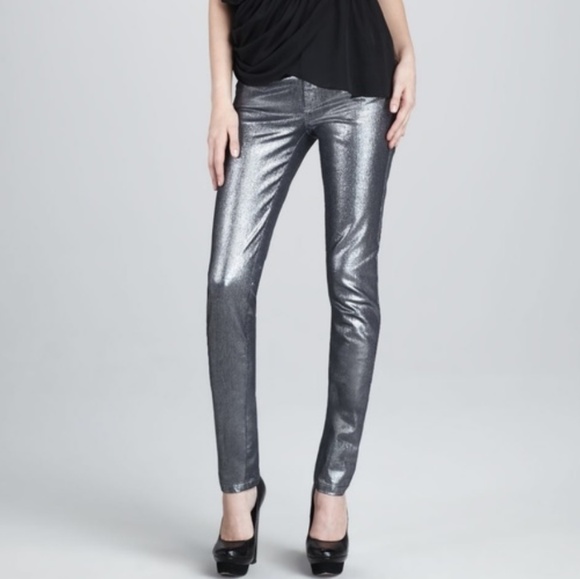 silver skinny pants
